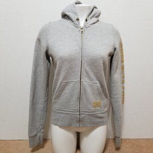 Victoria's Secret PINK hoodie Medium Trustees Of The University bling dog zip 07